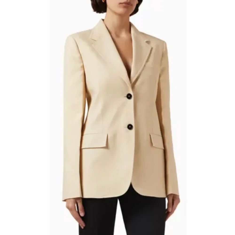 JIL SANDER Tailored Jacket in Techno-gabardine in Medium Beige NWT Size 34/ US 2